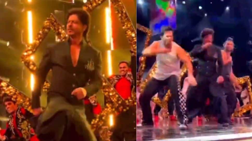 Shah Rukh Khan Breaks Internet As He Performs ‘Jhoome Jo Pathaan’ Hook Step With Varun Dhawan, Ranveer Singh At NMACC- Watch Viral Video
