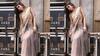 Mouni Roy stuns in grey saree with golden embroidery
