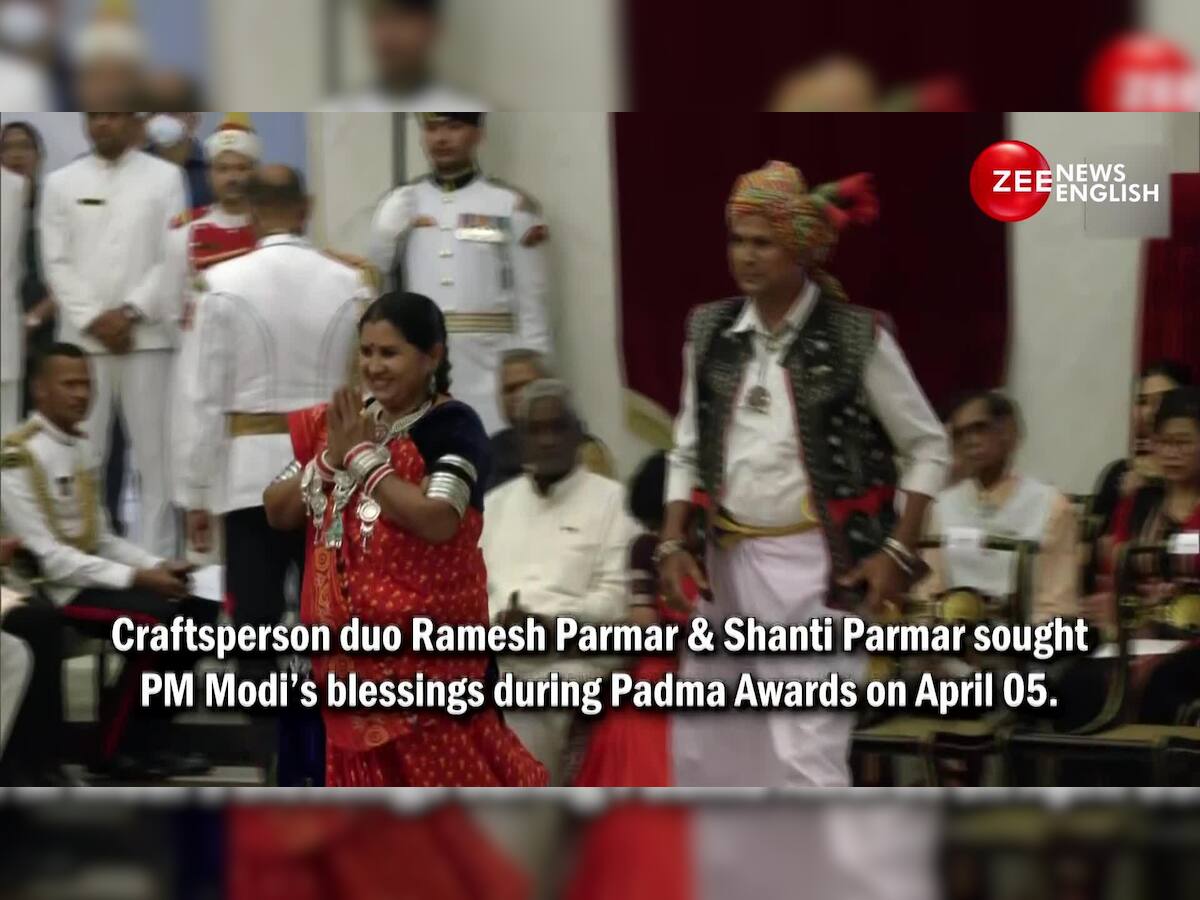 Craftsperson duo Ramesh Parmar, Shanti Parmar bow down before PM Modi ...