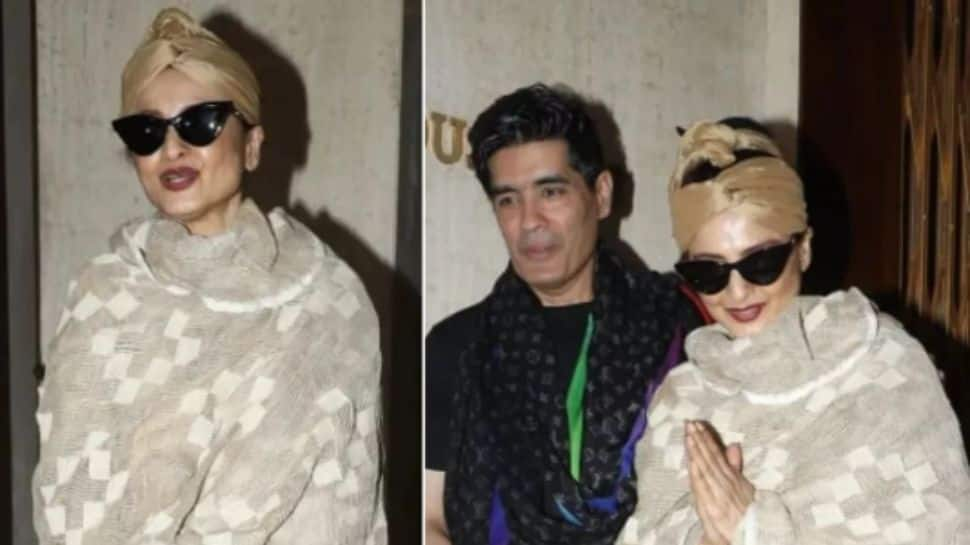 Rekha Recreates Her Iconic Look From The 80s With A Stylish Golden Headwrap 