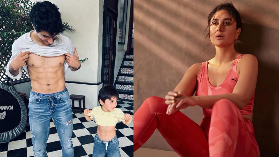 Ibrahim Ali Khan, Taimur Flaunt Their Abs In Photo Shared By Kareena Kapoor Khan