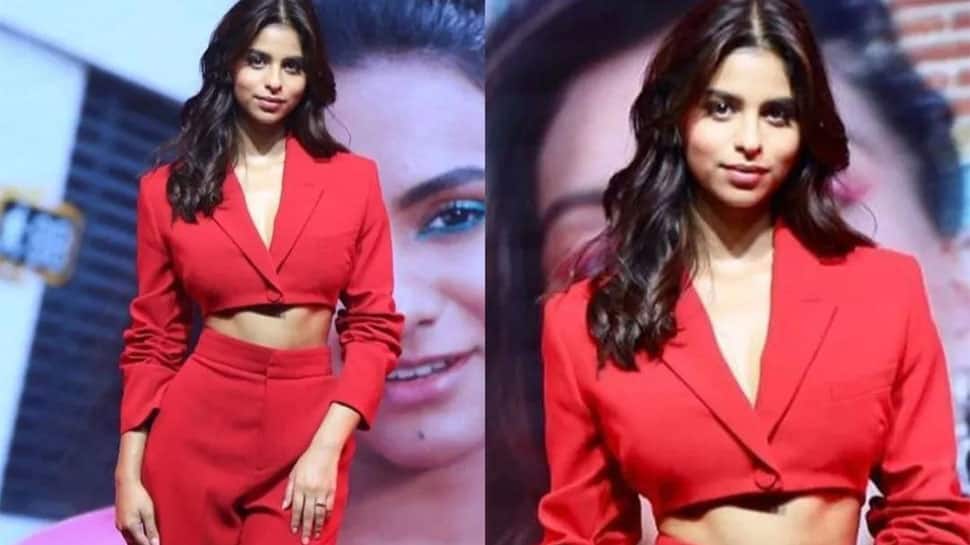 Suhana Khan Stuns In Red Hot Pantsuit Set Makes Her First Ever Speech On Stage As Maybelline 