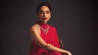 Sobhita Dhulipala looks stunning in siren-red georgette saree