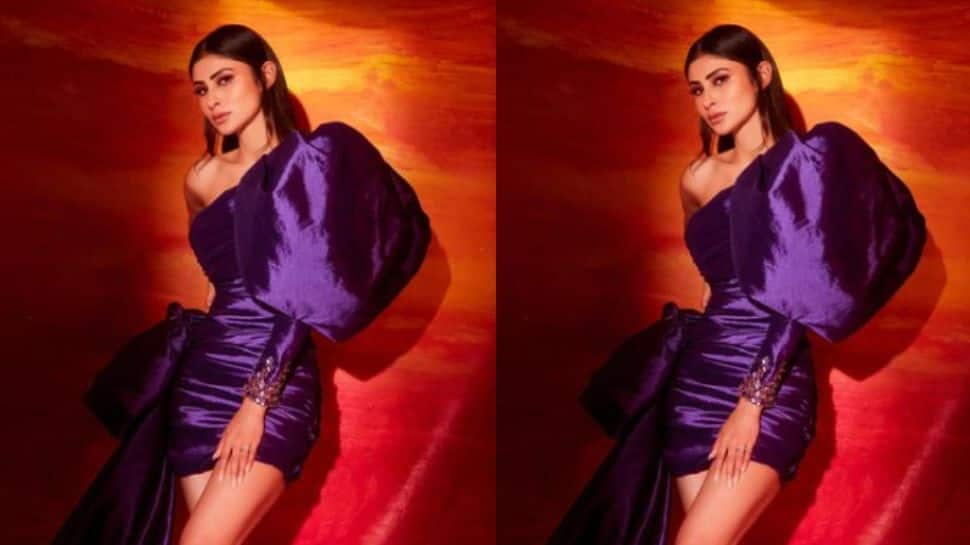 Mouni Roy raises mercury in purple off-side bodycon dress