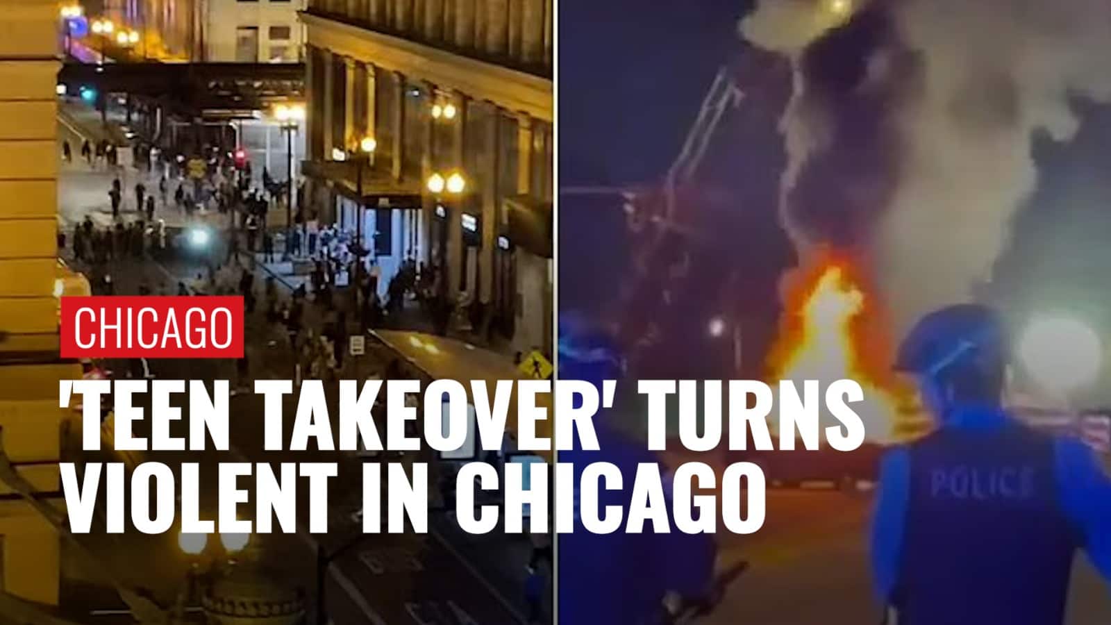 Teens Cause Fiery Chaos in Downtown Chicago, Torched Cars and Beatup