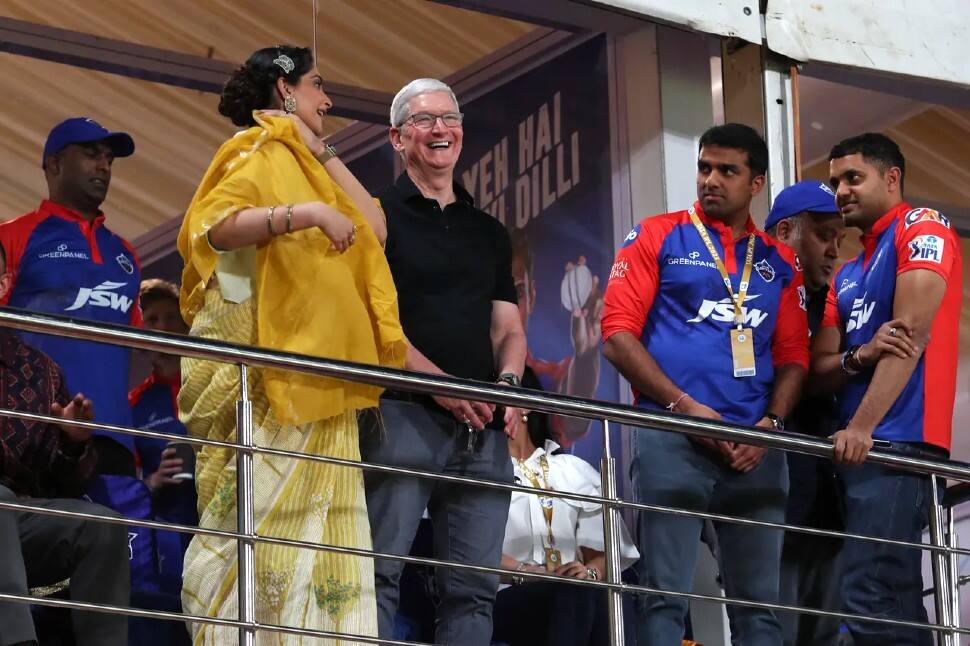 Bollywood star Sonam Kapoor along with Apple CEO Tim Cook were seen at the IPL 2023 match between Delhi Capitals and Kolkata Knight Riders at the Arun Jaitley Stadium in New Delhi. (Photo: BCCI/IPL)