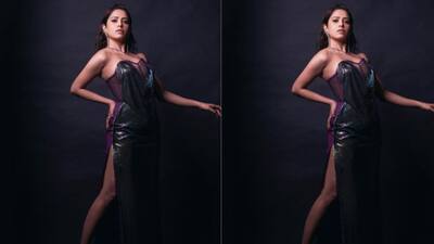 Nushrratt Bharuccha goes bold in black thigh-high slit dress