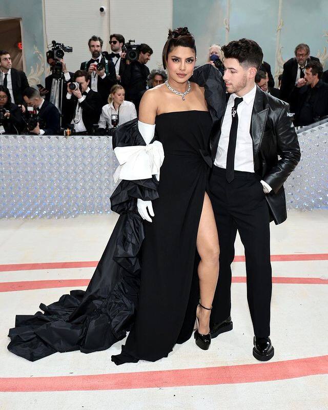 Priyanka Chopra and hubby Nick Jonas wore black