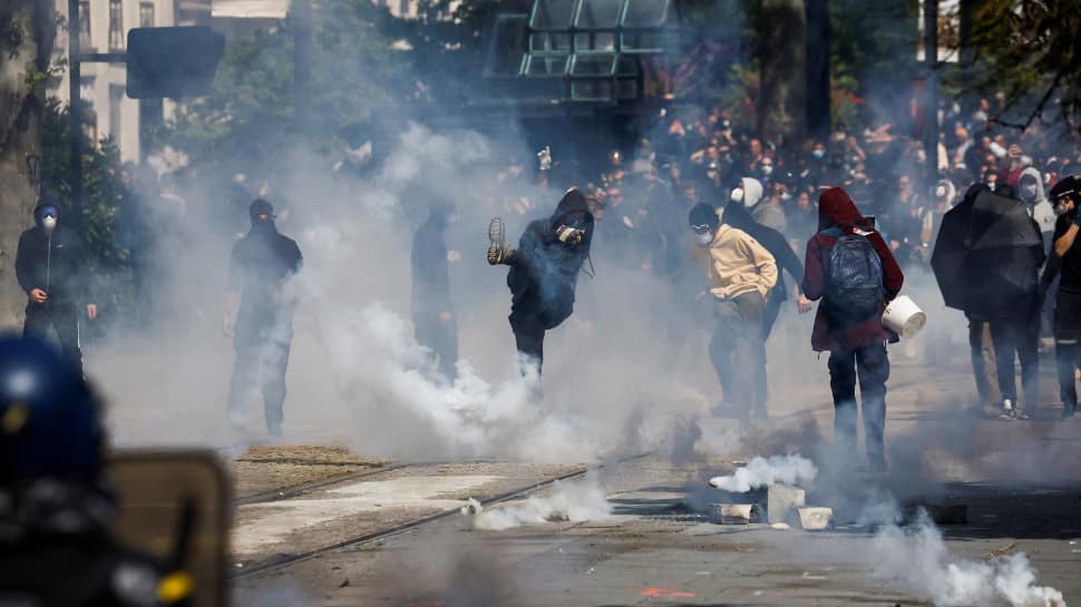 French Police Clash With Protestors During May Day Rallies Against Macron&#039;s New Pension Law, Nearly 200 Held