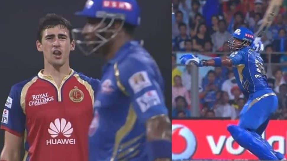 Mumbai Indians batter Kieron Pollard and RCB bowler Mitchell Starc were involved in an ugly incident in IPL 2014. Starc bowled a bouncer at Pollard and some words were spoken. Pollard then backed away from a delivery without facing and Starc threw the ball at him, in reply Pollard threw the bat at the Australian pacer. The umpires, MI captain Rohit Sharma and RCB's Chris Gayle had to intervene to calm the situation. (Source: Twitter)