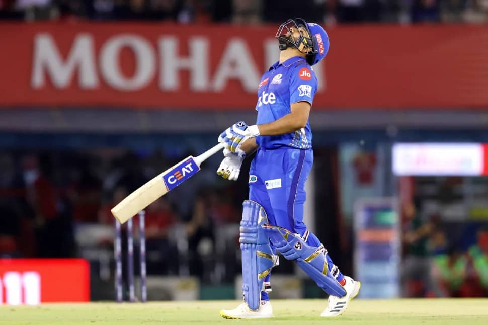 Mumbai Indians skipper Rohit Sharma was dismissed for his 15th duck in IPL in match against Punjab Kings on Wednesday. Rohit not jointly holds record of most ducks with Dinesh Karthik and Sunil Narine. (Photo: BCCI/IPL)