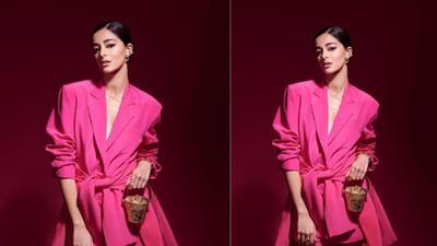 Ananya Panday stuns in pink mini blazer dress