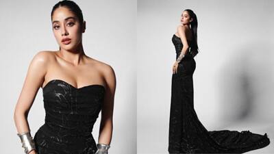 Janhvi Kapoor in black and silver bodycon gown