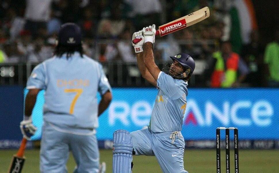 Yuvraj Singh smashed the fastest T20 international fifty in just 12 balls against England at the 2007 T20 World Cup. The knock included six sixes in one over off Stuart Broad. (Source: Twitter)