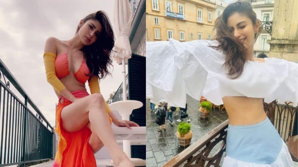 Mouni Roy Soars Temperatures In Orange Bikini Top With Thigh-High Slit Skirt, Poses With Husband Suraj Nambiar In Italy- See Pics 