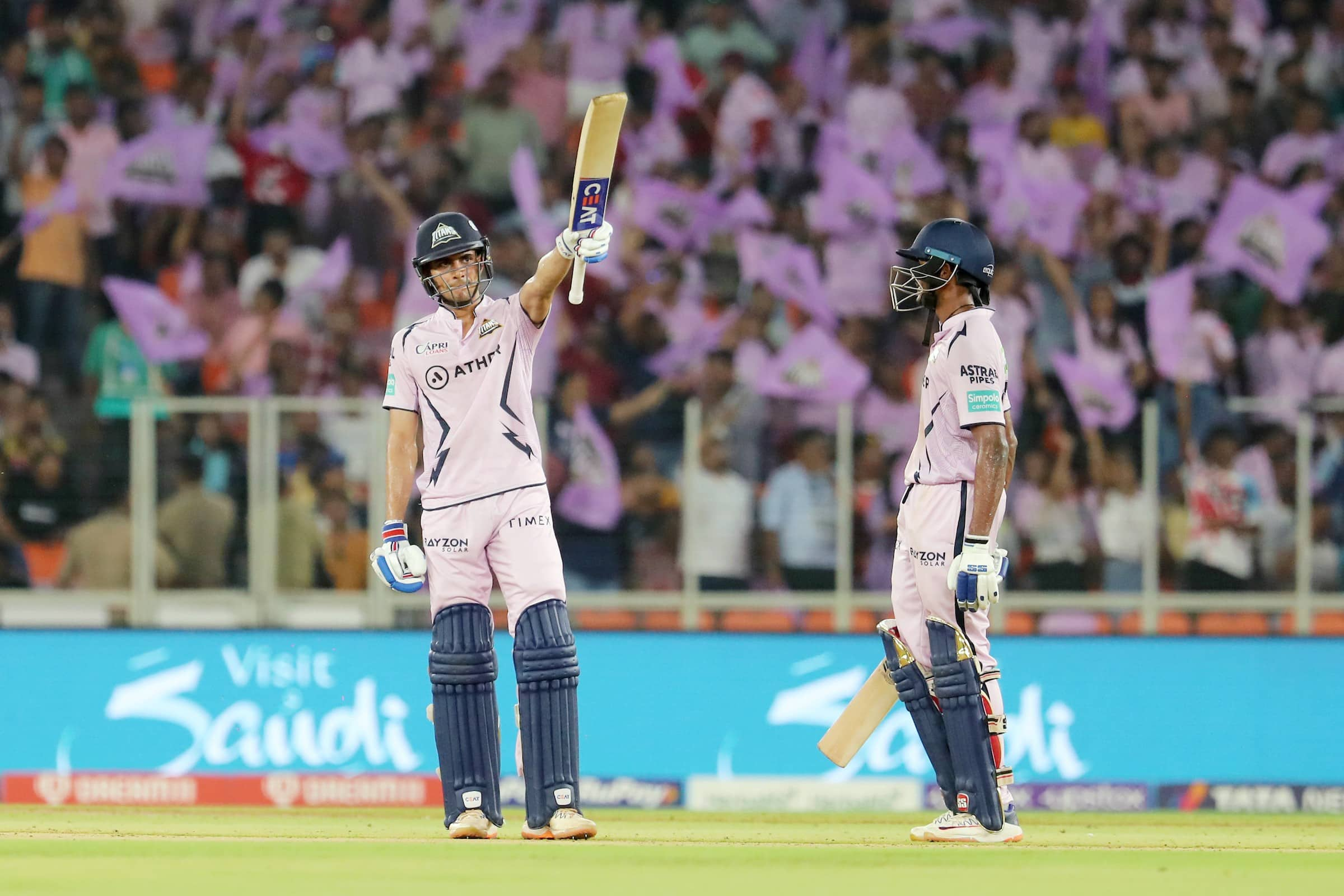 Opener Shubman Gill became the first batter from Gujarat Titans to hit a century in the Indian Premier League. Gill hit 101 against Sunrisers Hyderabad in an IPL 2023 match in Ahmedabad on Monday. (Photo: IANS)