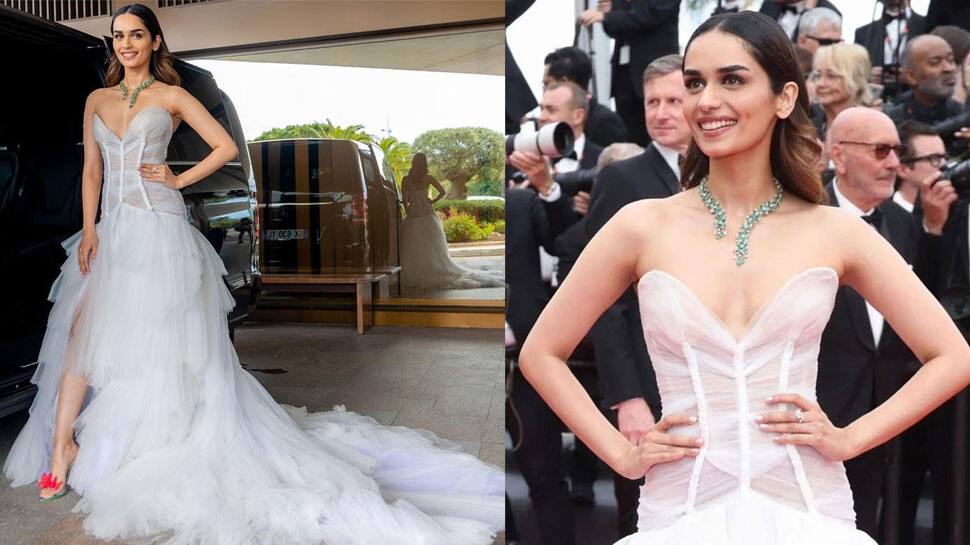 Manushi Chhillar Gives Cinderella Vibes In White Couture Gown By Fovari At Cannes Red Carpet Debut