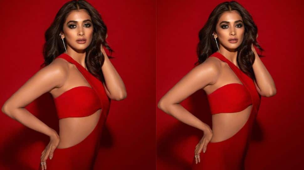 Pooja Hegde Looks Party Ready In Red Thigh-High Slit Gown- See Pics | News  | Zee News
