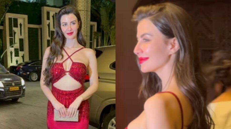 Giorgia Andriani Sizzles In Red Shimmery Bodycon Dress With Plunging Neckline On Her Birthday- Watch