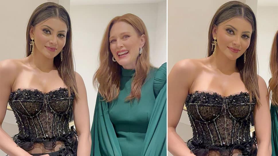 Urvashi Rautela Poses With May December Actor Julianne Moore At Cannes, Stuns In Black Corset Dress