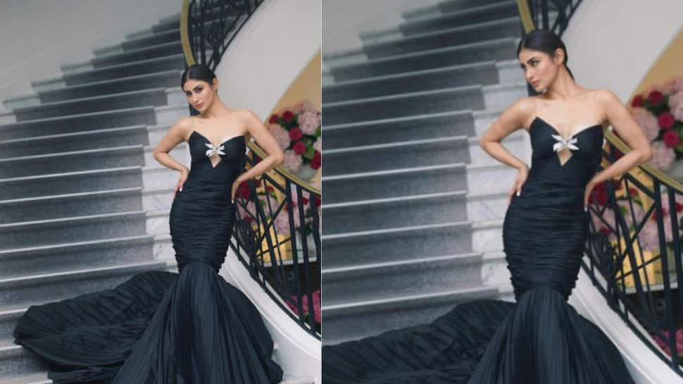 Mouni Roy sizzled in a black gown with a plunging neckline