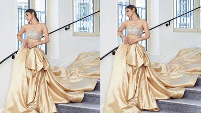 Mouni Roy stuns in shimmery bandeau at Cannes