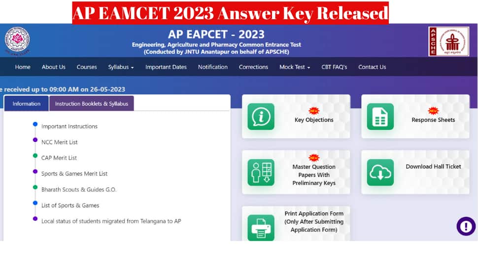 AP EAMCET 2023 Answer Key Released Raise Objections, Response Sheet