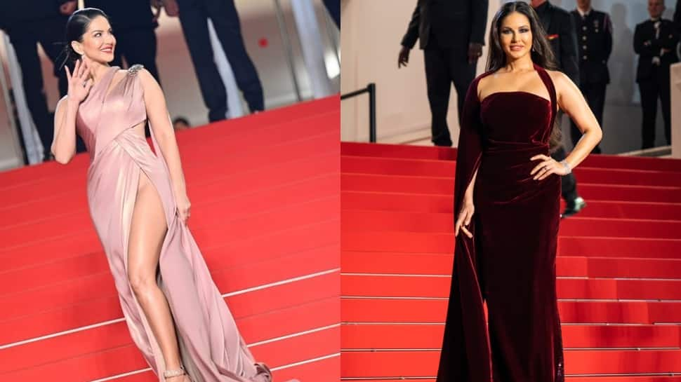 Decoding Sunny Leone&#039;s Cannes 2023 Red Carpet Looks - From Thigh-High Slit Gown To Bold Velvets