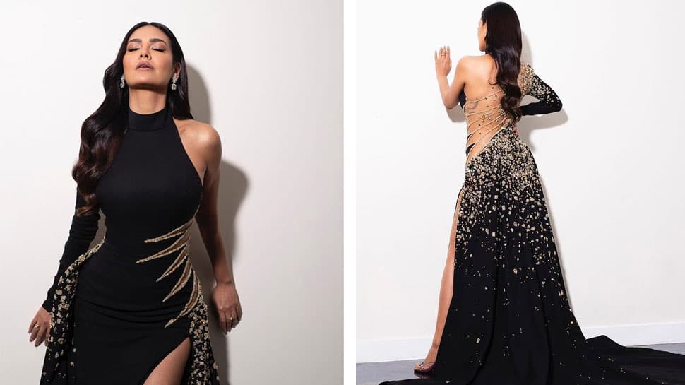 Esha Gupta Slays In Her Bold Hot Black Stylish Backless Gown, Pics Go Viral