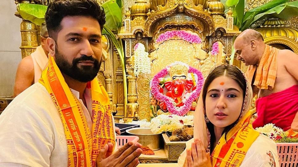 Sara Ali Khan and Vicky Kaushal visit Siddhivinayak temple to express gratitude for ‘Zara Hatke Zara Bachke’