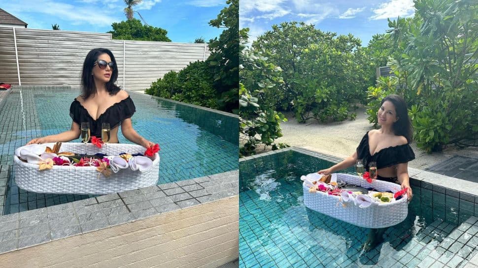 Sunny Leone Teases Pool Pics With Floating Breakfast From Her Maldives Vacay 