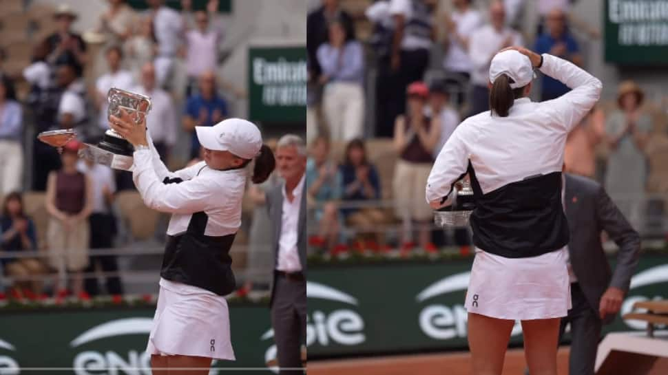 Watch: Iga Swiatek&#039;s Epic Reaction After She Drops Lid Of French Open Trophy While Celebrating Third Roland-Garros Title 