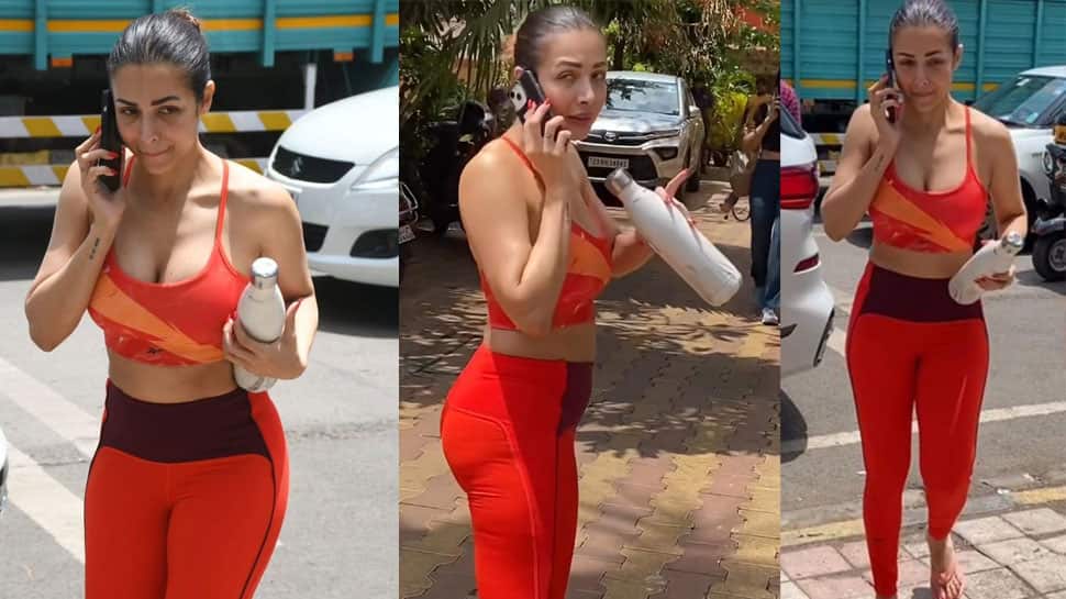 Watch: Malaika Arora Brutally Trolled For Wearing Fiery Orange Gym Tights And Bralette To Yoga Studio