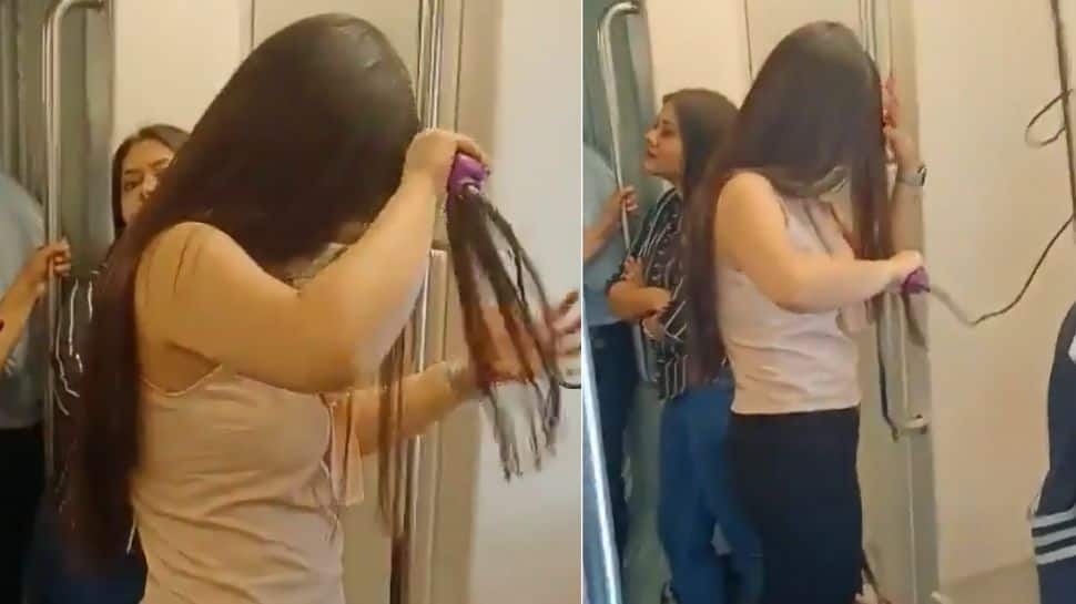 Delhi Metro: Girl Spotted Using Hair Straightener In Train, Video Goes Viral