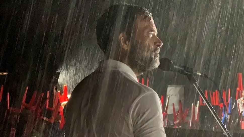 Rahul Addressing Rally Amid Heavy Rainfall