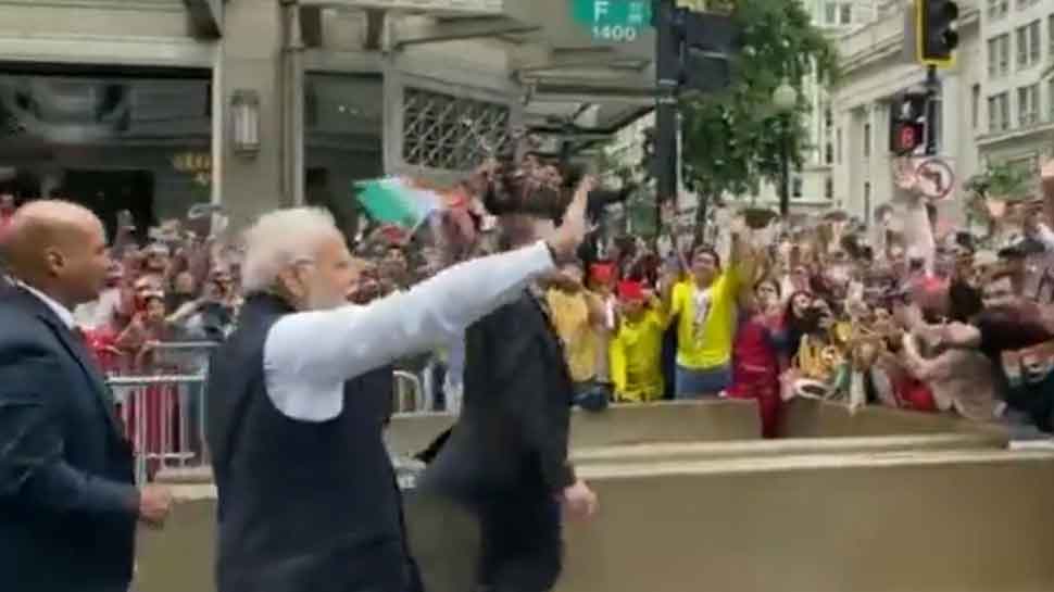 WATCH: Amid Chants Of &#039;Modi Modi&#039;, &#039;Bharat Mata Ki Jai,&#039; PM Modi Gets Rousing Welcome From Indian Diaspora In Washington