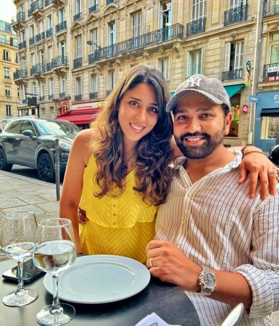 India captain Rohit Sharma and wife Ritika Sajdeh in Paris. Rohit was also seen with his family at the Disneyland in Paris after the World Test Championship Final loss earlier this month. (Source: Instagram)