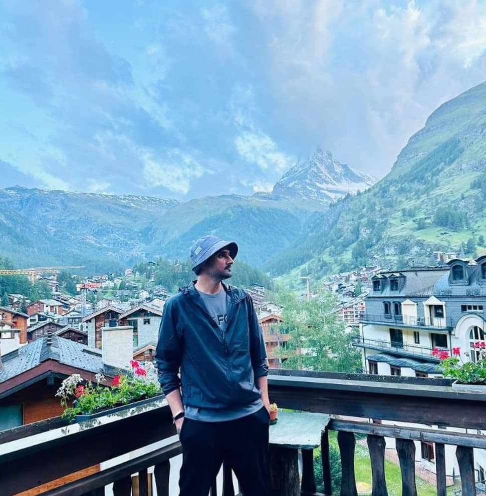 Former India cricketer Harbhajan Singh with wife Geeta Basra and their two kids are enjoying a summer vacation in Switzerland in cities like Gstaad. (Source: Instragram)