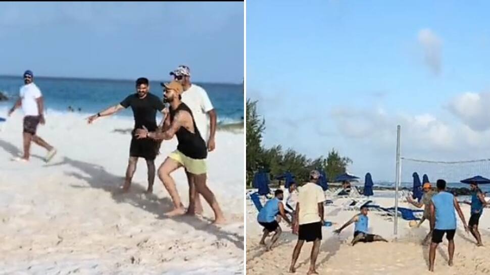 Watch: Virat Kohli And Team India Players Enjoy Beach Volleyball Session Ahead Of 1st Test Vs West Indies