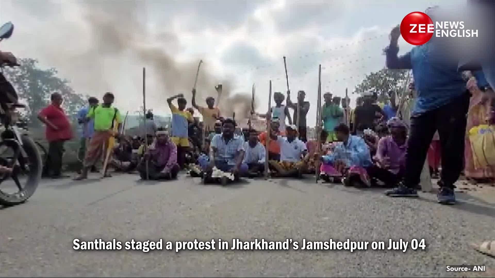 Santhals Protest In Demand Of Recognition Of Santhali Language In