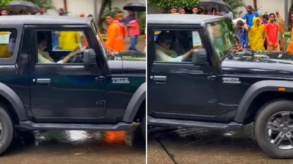 Bollywood Actor Amitabh Bachchan Spotted Driving Mahindra Thar SUV: Watch Video