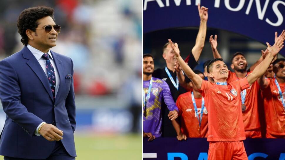 &#039;Nerves Of Steel,&#039; Sachin Tendulkar Greets Sunil Chhetri&#039;s Indian Football On SAFF Championship Win