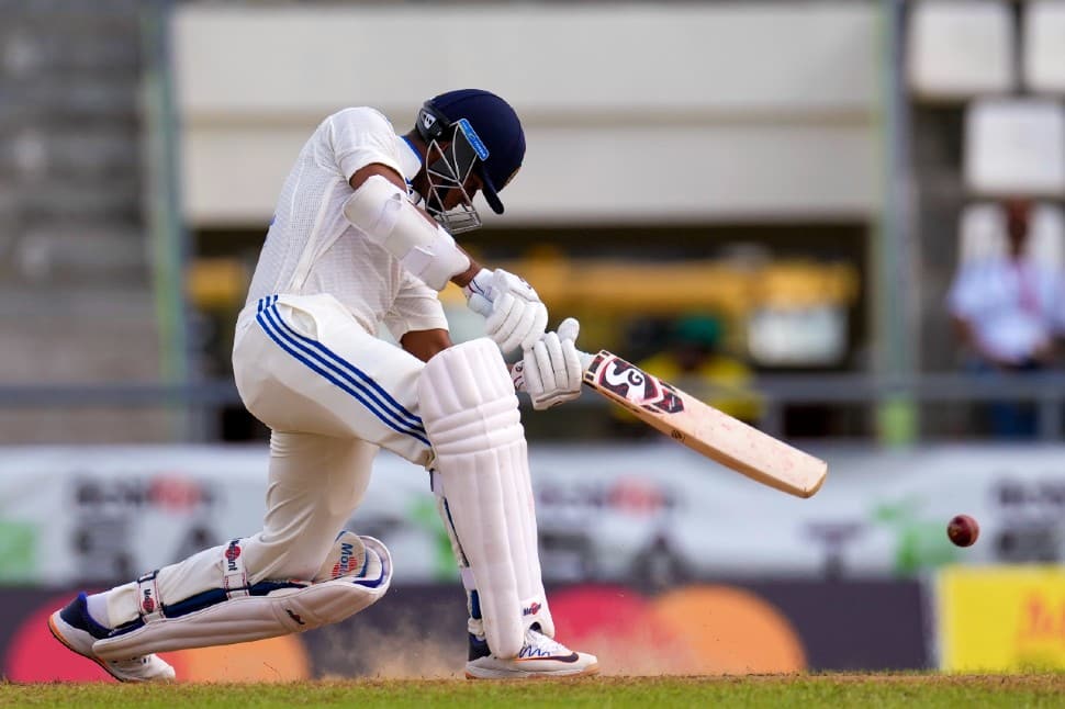 Yashasvi Jaiswal has now faced the most deliveries (350) by an Indian on debut in Test cricket. He surpassed Mohammad Azharuddin, who faced 322 balls against England in Kolkata in the year 1984. (Photo: AP)