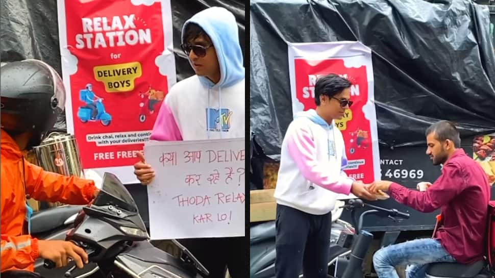 Content Creator’s Touching Act: Relax Station For Rain-Soaked Delivery Agents