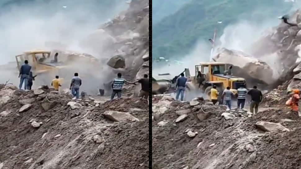 JCB Crew Dodge Gigantic Boulders In Himachal Pradesh: Watch Terrifying Video JCB Crew Dodge Gigantic Boulders In Himachal Pradesh: Watch Terrifying Video