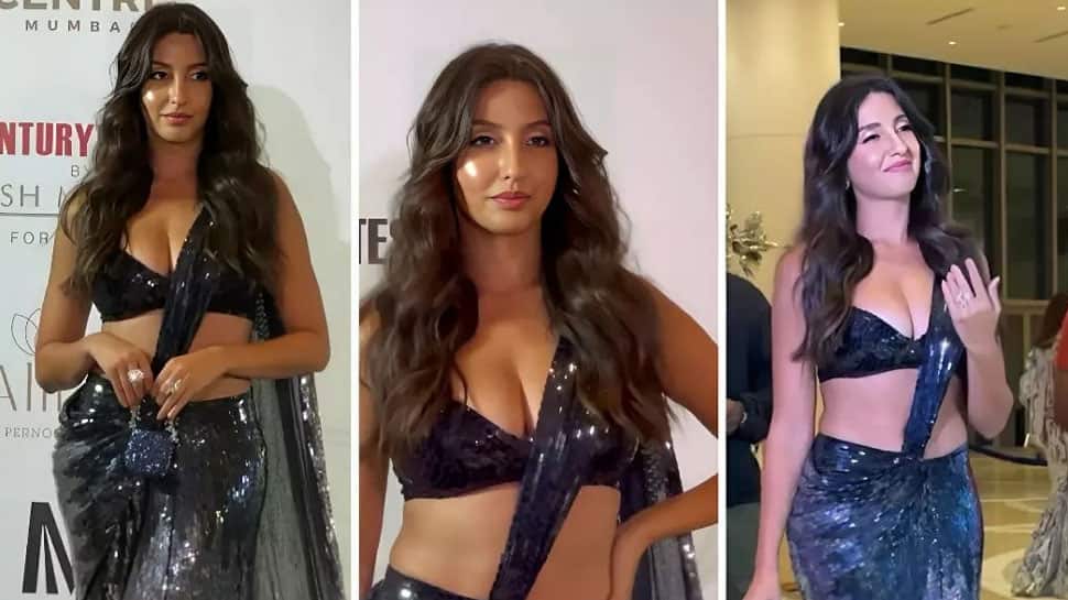 Nora Fatehi&#039;s Oops Moment Averted In Plunging Neckline With Long Trail Dress - Watch