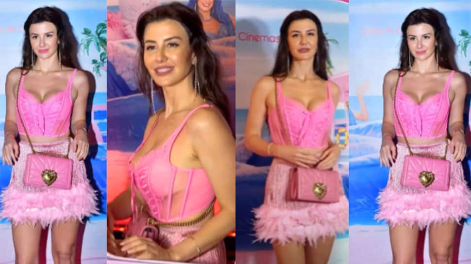 Arbaaz Khan&#039;s Rumoured Girlfriend Giorgia Andriani Dolls Up In Bubblegum Pink Bralette And Mini Skirt At Barbie Exclusive Premiere Night