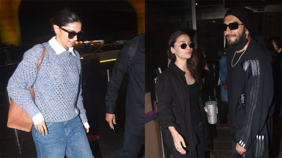 Deepika Padukone Spotted At Airport, Ranveer Singh Twins With Alia ...