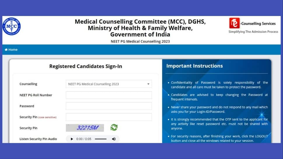 MCC Starts Registration For NEET PG 2023 Counselling Round 1 On mcc.nic.in, Direct Link To Apply Here