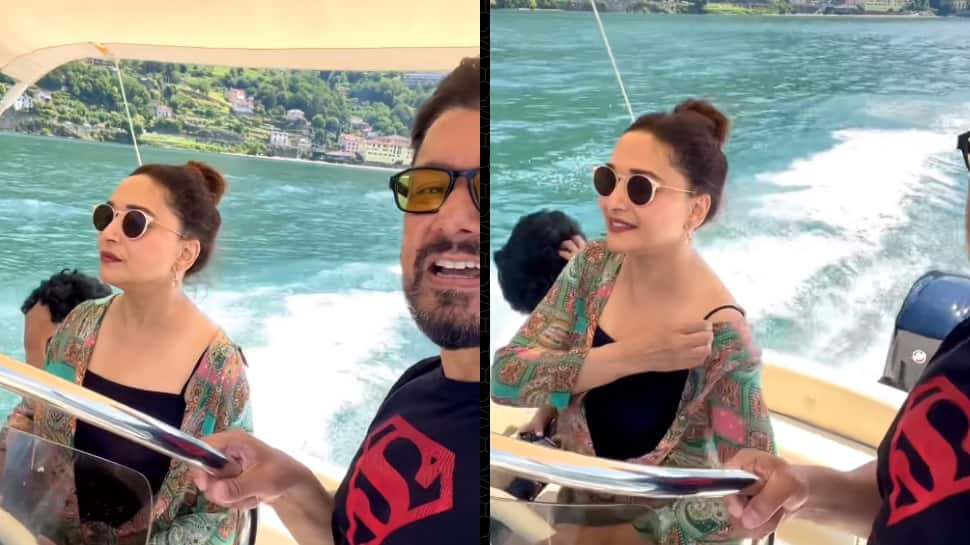 Watch: Madhuri Dixit Nene Drives A Motorboat On Lake Como